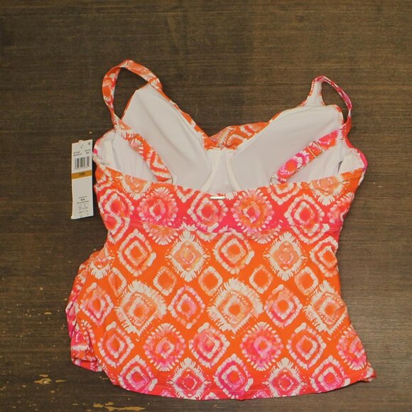 NWT Anne Cole Womens Tie Dye Foulard Tankini Swim Top Tie Dye Foulard Pink 16W - Picture 6 of 8